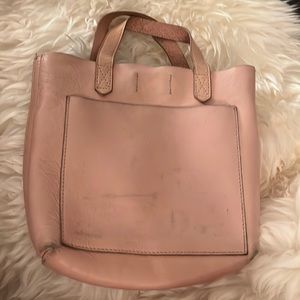 Madewell pale Blush pink colored Leather Small Tote Transport bag